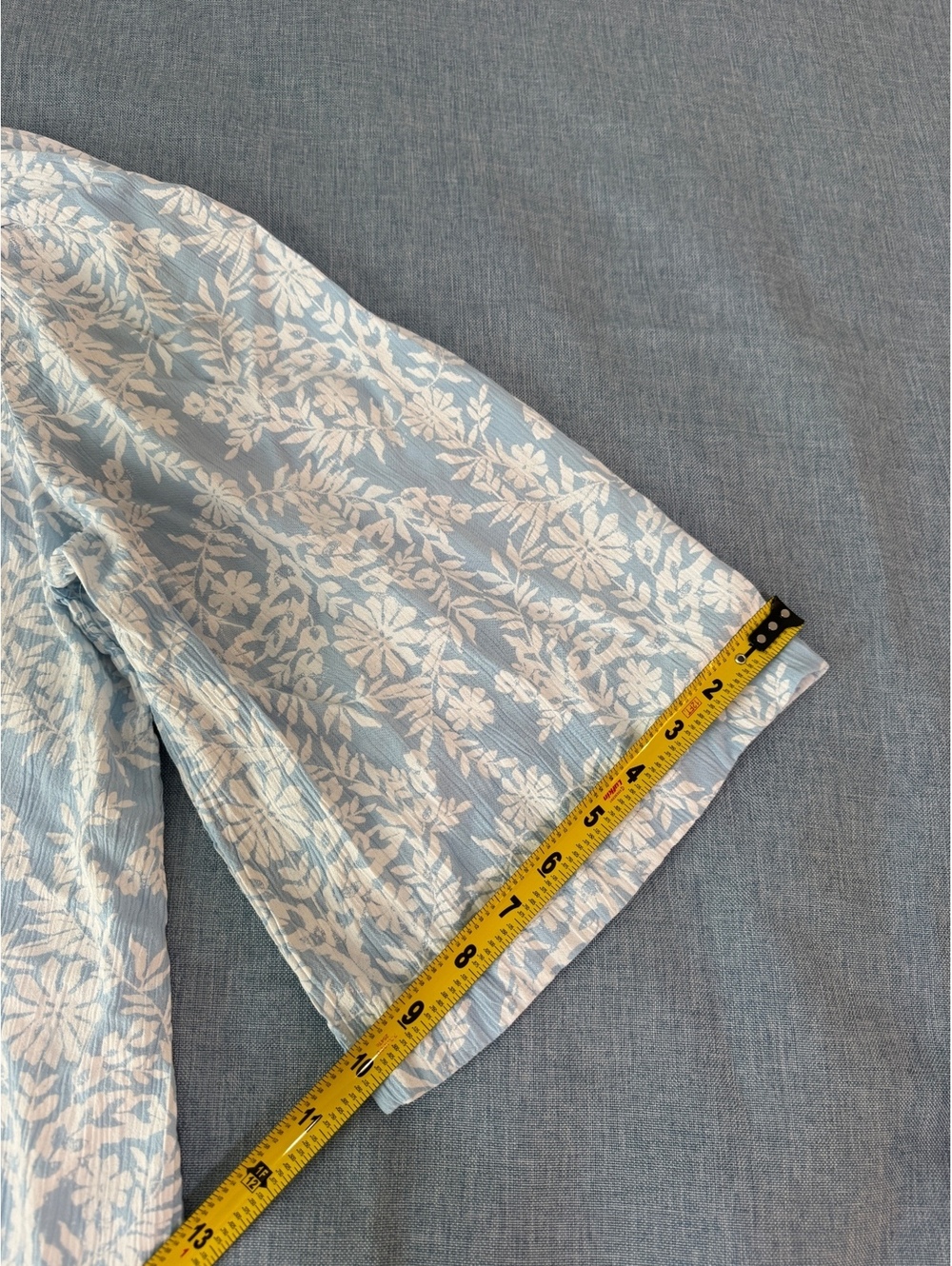 Style & Co Coastal Blue Floral Tassel Peasant Blouse Size L - Picture 7 of 8